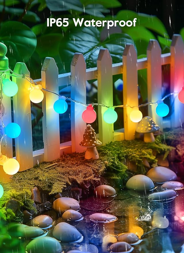Brightown Solar Lights Outdoor Waterproof, 2 Packs Total 39Ft 120 LED Globe Solar String Lights for Outside, 8 Modes Outdoor Solar Lights for Yard Balcony Patio Tree Canopy Party (Multicolor)
