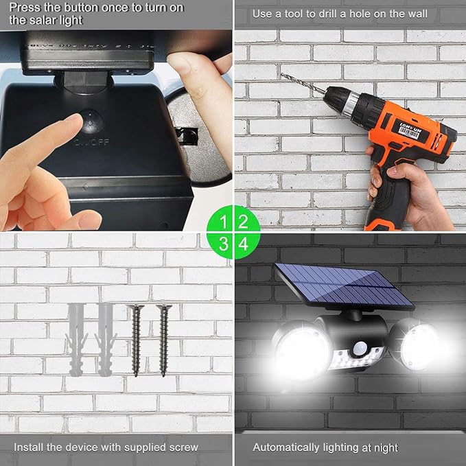 Solar Lights Outdoor, 30 LED Solar Security Lights with Motion Sensor Outdoor Spotlights IP65 Waterproof 360° | Lumora
