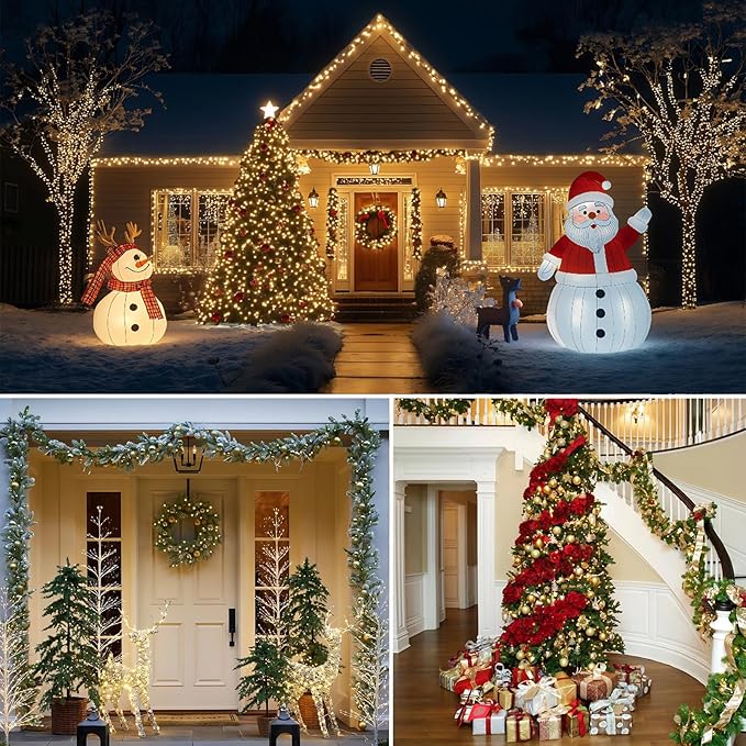 Decute 300LED 99FT Christmas Tree String Lights Green Wire Dimmable with Remote Control, UL Listed Plug in Fairy Starry Lights Decorative for Christmas Tree Party Wedding Indoor Outdoor Warm White