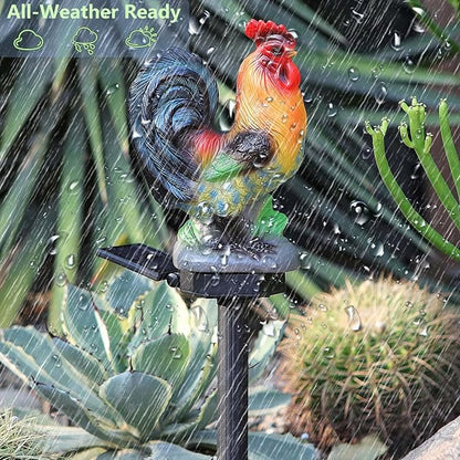 Solar Rooster Lights Outdoor Decorative,Solar Chicken Decor Garden Stakes Lights,Waterproof Chicken Statue with Led Lights Yard Art for Pathway Lawn Patio Courtyard Backyard(Warm White)