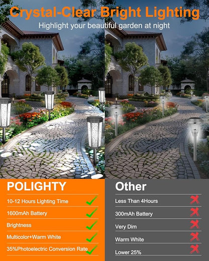 Colored Solar Powered Pathway Landscape Lights Outdoor Cool White & RGB Dusk to Dawn Waterproof for Garden Sideway Outside, Patio, Path, Yard, Walkway, Driveway, 2 Modes 6 Pack Accent Modern Design