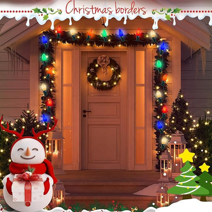 C9 Vintage Incandescent Christmas Lights Outdoor, 25Ft Christmas Tree Lights with 26 Colorful 7W Incandescent Bulbs(1 Spare), Xmas Lights Outdoor for Tree/Garden/Yard/Holiday Decor, Green Wire