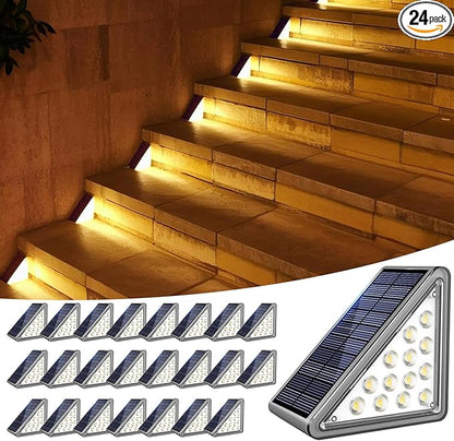 Solar Step Lights Outdoor Stair Light, Deck Lights Outdoor Powered IP65 Waterproof, 2CCT Solar Outdoor Step Light, Decor for Stair, Deck, Step, Sidewalk, Porch and Outside Patio,2CCT,24 Pack
