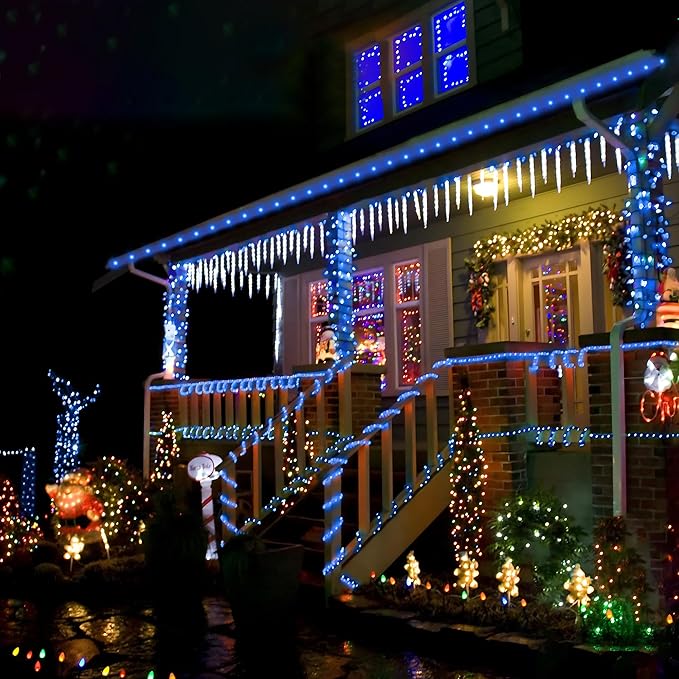 Solar Rope Lights, 33ft 100LED Solar String Lights, 8 Modes Waterproof Solar Powered Outdoor Light, Flexible Clear Tube Light for Garden Backyard Patio Deck Porch Pool Tree Christmas Decoration - Blue