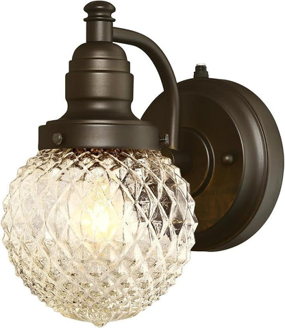Westinghouse 6313700 Eddystone One-Light Outdoor Wall Fixture with Dusk to Dawn Sensor, Oil Rubbed Bronze Finish with Clear Diamond Cut Glass
