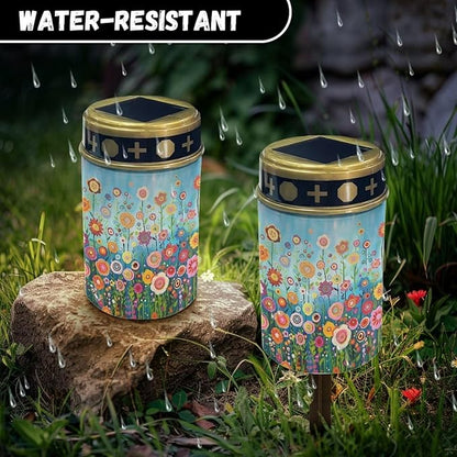 Generic Floral Solar Light Outdoor Solar Garden Lights Bright Solar Path Lights Outdoor Cemetery Solar Light for Grave Memorial Outdoor Garden Lights Gift