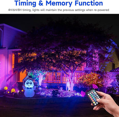 Outdoor Christmas Spot Lights with Timer, 10W Metal RGB LED Landscape Spotlights with 16 Color Changing for Yard, House, Garden, Holiday Decor (2 Lights)