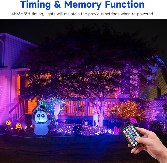 Christmas Outdoor Spot Lights, 12V Color Changing Landscape Lighting with Remote & Timer (4H/6H/8H), IP65 Waterproof Aluminum RGB Spotlights for Garden, Yard, House, Pathway Decor (1 Lights)
