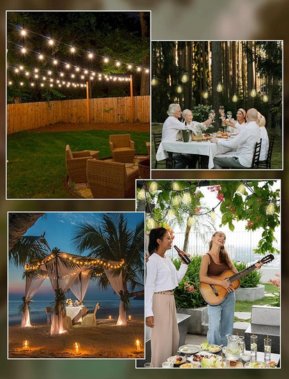 Outdoor String Lights 100FT Patio Lights with 50 Shatterproof, String Lights Outdoor Waterproof with ST35 LED Vintage Edison Bulbs, Hanging Light for Outside Backyard Garden