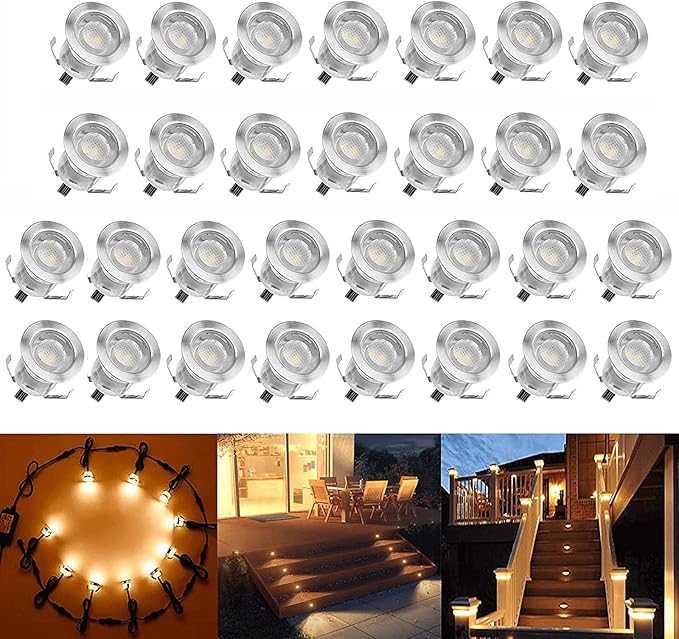 Low Voltage LED Deck Light Kit Stainless Steel Waterproof Recessed Wood Decking Stairs Garden Yard Patio Decor Lamp | Lumora