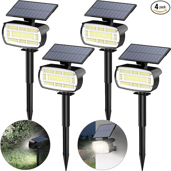 Fabrito Large Solar Spot Lights Outdoor 4 Pack, 1000 Lumens High Brightness, IP65 Waterproof Solar Spotlight with | Lumora