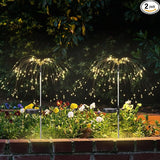 2 Pack Solar Firework Lights Outdoor - Verified 200 LED & 8 Modes - Starburst Solar Powered Garden Lights | Lumora