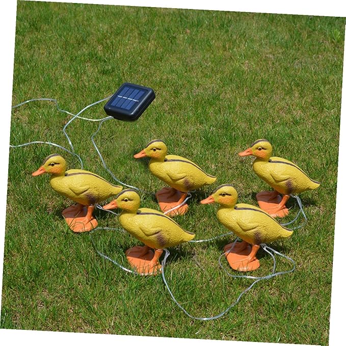 YARNOW Solar LED Yellow Duck Path Lights 5pcs Outdoor Garden Lawn Solar Stake Lamps Waterproof Decorative Landscape Lighting for Patio Yard