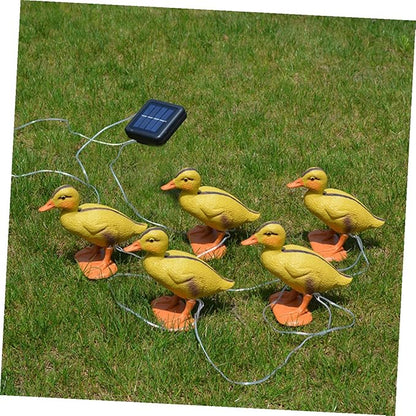 YARNOW Solar LED Yellow Duck Path Lights 5pcs Outdoor Garden Lawn Solar Stake Lamps Waterproof Decorative Landscape Lighting for Patio Yard