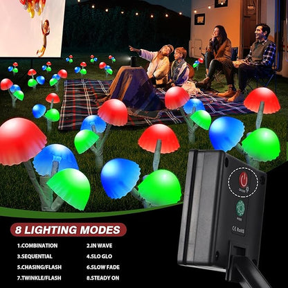 Solar Mushroom Lights for Outside Garden Decorations - 6PACKS 18LED 8 Lighting Modes Multi-color Mushrooms Decor with Housewarming Gifts,Solar Path Lights for Garden,Backyard,Fence,Home Decor
