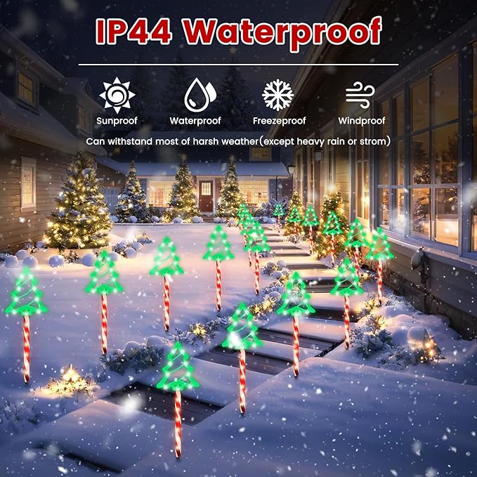 Christmas Pathway Lights Outdoor, 5 Pack Lighted Reindeer Stake Lights with 8 Lighting Modes, IP44 Waterproof Solar LED Christmas Yard Light for Garden Lawn Porch Front Door Patio Holiday Decor