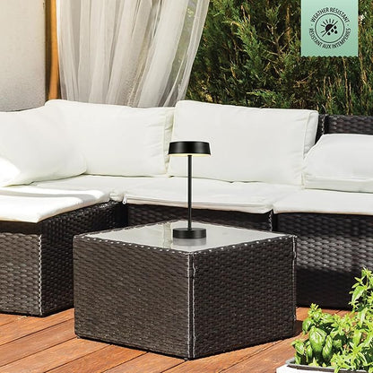 Globe Electric 60000018 12" 1.5W LED Integrated Outdoor Table Lamp, Matte Black, Rechargeable Battery, Micro USB Cable Included, On/Off Touch Switch, Home Improvement, Patio Décor, Outdoor Table Décor