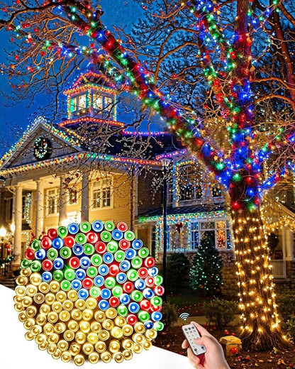 580 LED String Lights, 196FT Indoor Outdoor Fairy Lights, Waterproof Twinkle Christmas Decorations Lights with Remote for Bedroom Outside Tree Garden Halloween Patio Camping Wedding Party Decor