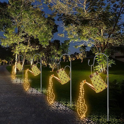 Forlivese 2PCS Solar Watering Can with Lights,Outdoor Decorations with Hanging Solar Garden Lights with Bracket Waterproof Watering Can Landscape Light for Patio Gardening Pathway 36LED