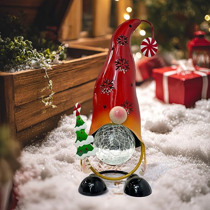 HONGLAND Christmas Decorations Outdoor Solar Gnome Yard, Color Changing LED Lights with Snowflake Hollowed-Out Hat | Lumora