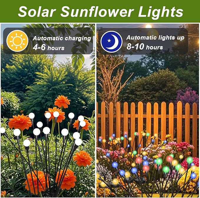 2 Packs Firefly Lights Solar Outdoor, 16 LED Multicolor Solar Walkway Lights Outdoor, Waterproof Garden Decor with | Lumora