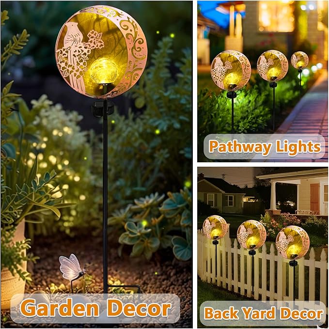 Unique Birthday Gifts for Women Mom Grandma,Solar Cardinal Garden Lights Outdoor Decor,Housewarming Gifts New Home for Patio, Lawn, Yard, Pathway