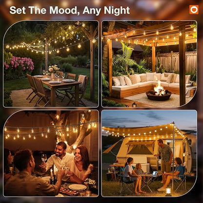 addlon 25FT LED Outdoor Solar String Lights with 25 Shatterproof G40 Bulbs
