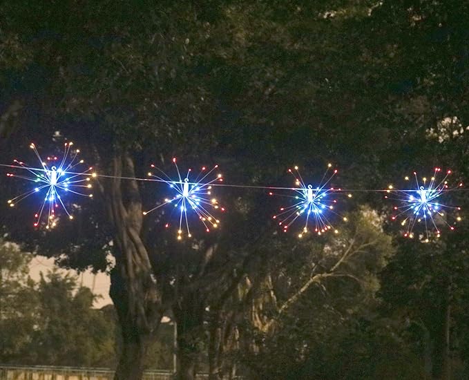 480 LED Firework Copper Wire Starburst Lights, 8 Modes with Remote Control, Dimming, Timer (Multicolor)