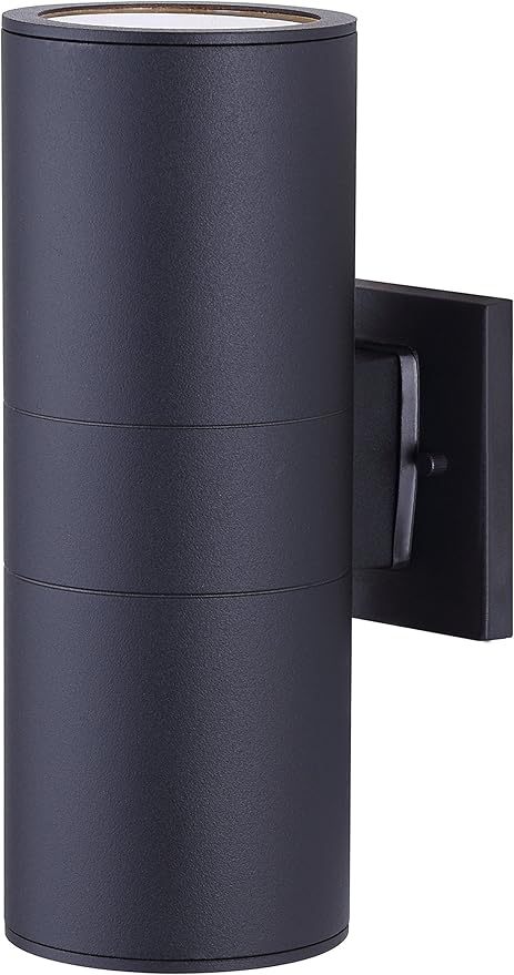 Canarm Baylyn 2-Light Outdoor Wall Sconce, Black Finish Up/Down Light, Easy Install Durable Wet-Rated Outdoor Lighting for Porch, Patio, Entryway or Garden