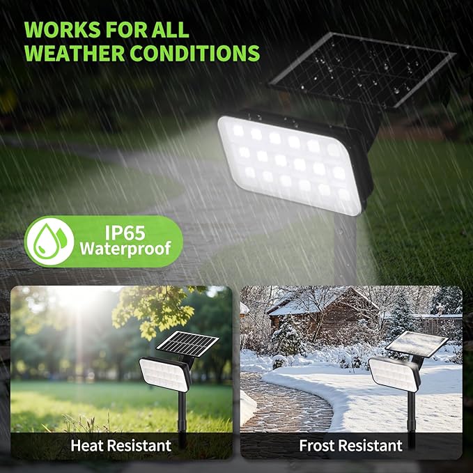 Solar Spot Lights Outdoor, 72 LEDs Landscape Lighting with 3 Lighting Modes and Auto On/Off, 360° Adjustable IP65 Waterproof Solar Powered Landscape Lights for Yard, Garden, Pathway, 4 Pack