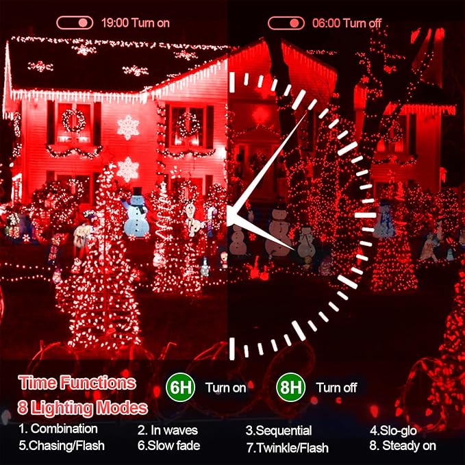 XURISEN 403FT Christmas Lights, 1000 LED Super Long String Lights 8 Modes & Memory Timer Plug in Twinkle Fairy Lights Decor for Home Xmas Party Wedding
