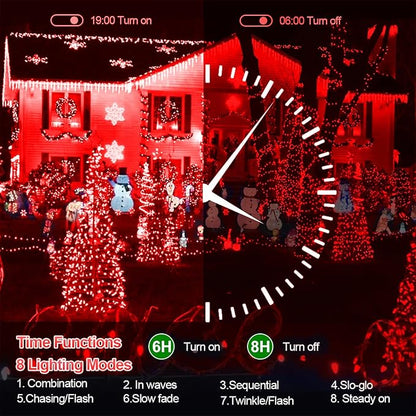 XURISEN 403FT Christmas Lights, 1000 LED Super Long String Lights 8 Modes & Memory Timer Plug in Twinkle Fairy Lights Decor for Home Xmas Party Wedding