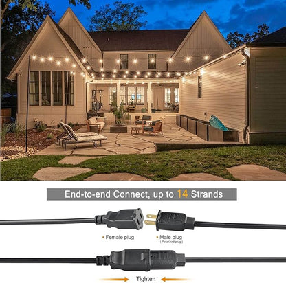 LED Outdoor String Lights for Outside 150FT G40 Patio String Lights Connectable Waterproof with 80 Shatterproof Bulbs(5 Extra), E12 Hanging Bistro Lights for Backyard Pergola Gazebo Lights