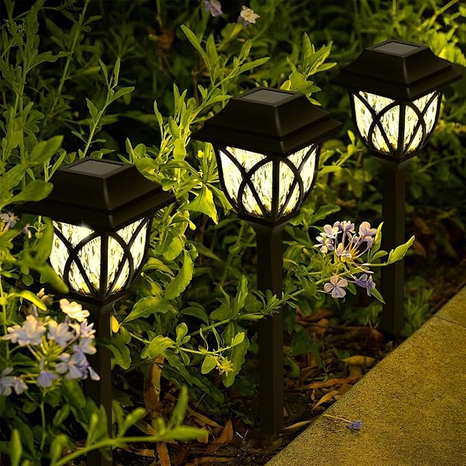 Solar Lights Outdoor Waterproof - Garden Powered for Yard, Driveway, and Pathway - Durable Stainless Steel Outdoor Solar Lights for Garden, Lawn, and Patio(Warm White,6Pack)