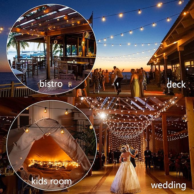 50FT Outdoor String Lights,G40 LED Globe Patio Lights UL Listed Waterproof Hanging for Backyard Porch Bistro Party | Lumora