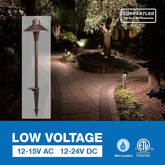 Landscape Path Lights 6 Pack, Low Voltage Pathway Lights Compatible with Transformer, 3CCT Adjustable LED, Premium 12V 24V DC ORB Landscape Path Lighting for Outdoor Yard Garden Walkway, Flat Hat