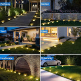 Peasur Solar Ground Lights Outdoor, 8 Pack Flat Solar Powered Disc Lights, IP68 Waterproof, Anti-Rust, Landscape | Lumora