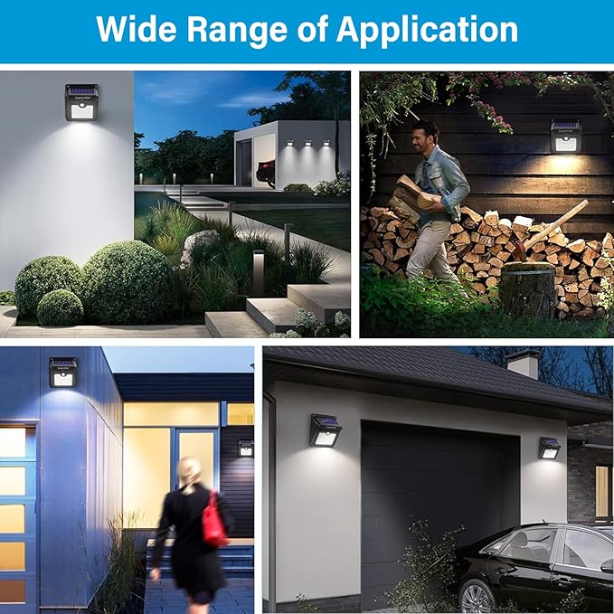 28 LEDs Solar Lights Outdoor, Motion Sensor Wireless Waterproof Security Wall Lights, Solar Light for Outdoor, Front Door, Back Yard, Garage, Porch by Luposwiten [4 PACK]
