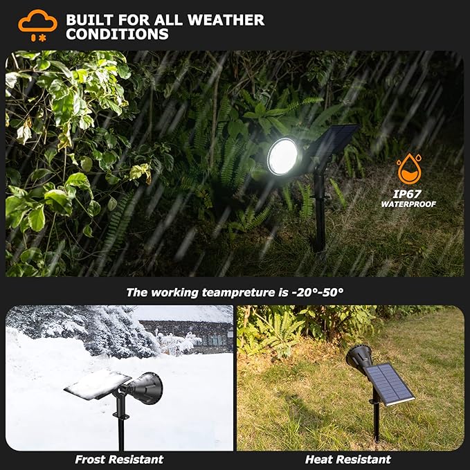 Solar Spot Lights Outdoor, 21 LEDs Solar Outdoor Lights Auto On/Off with 3 Modes, IP67 Waterproof Yard Spotlight | Lumora