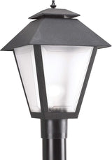 Generation Lighting 82065-12 Polycarbonate One-Light Outdoor Post Lantern Outside Lighting, Black Finish | Lumora