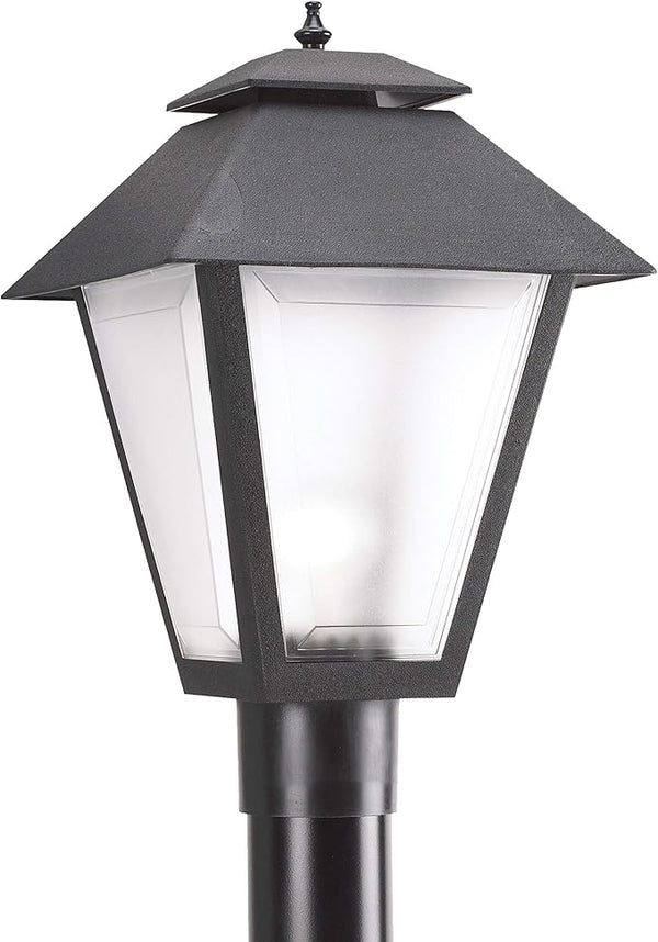 Generation Lighting 82065-12 Polycarbonate One-Light Outdoor Post Lantern Outside Lighting, Black Finish | Lumora