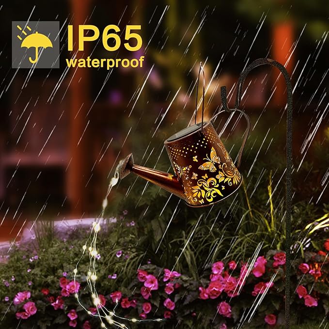 Solar Watering Can Outdoor Lights Garden Decor,Butterfly Hanging Lantern Waterproof Landscape Lights Outside | Lumora