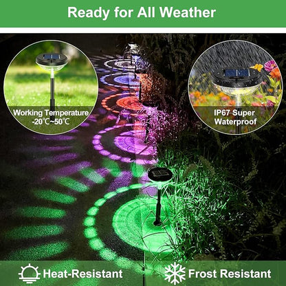 Nupostai 8 Pack Solar Pathway Lights, Multicolor & Warm White LED, IP67 Waterproof, Outdoor Garden Yard Lawn Landscape Decorative