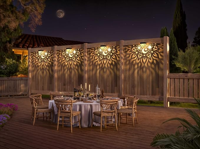 Solar Fence Lights 6 Pack Solar Deck Lights Waterproof LED Powered Step Wall Lanterns Outdoor Decorations Warm | Lumora