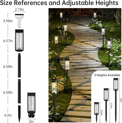 2-In-1 Solar Yard Lights Outdoor 2 Pack,Super Bright Adjustable Warm&Cool White,Waterproof IP65,Dusk To Dawn Auto Solar Lights Powered Outside for Pathway/Garden/Driveway/Patio,Support Wall Mounted