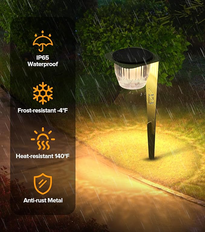 Solar Pathway Lights Outdoor, Super Bright 500 lumens with 2-in-1 Solar Powered and USB Charging Modes, IP65 Waterproof, Auto On/Off Garden Lights for Lawn Patio Walkway, Green (6 Pack)