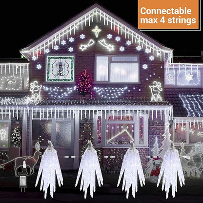 Toodour Christmas Icicle Lights Outdoor, 20 Tubes 90 LED Icicle Light with 8 Modes, Indoor Outdoor Crystal String Light, Connectable, Waterproof LED Christmas Lights for Home Holiday Party Xmas Decor
