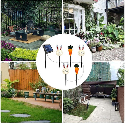 Spring Solar Lights Outdoor, Easter Carrot Rabbit Garden Lighting Decor, Yard Solar Lights, for Garden Yard Patio Porch Lawn Walkway Courtyard Landscaping