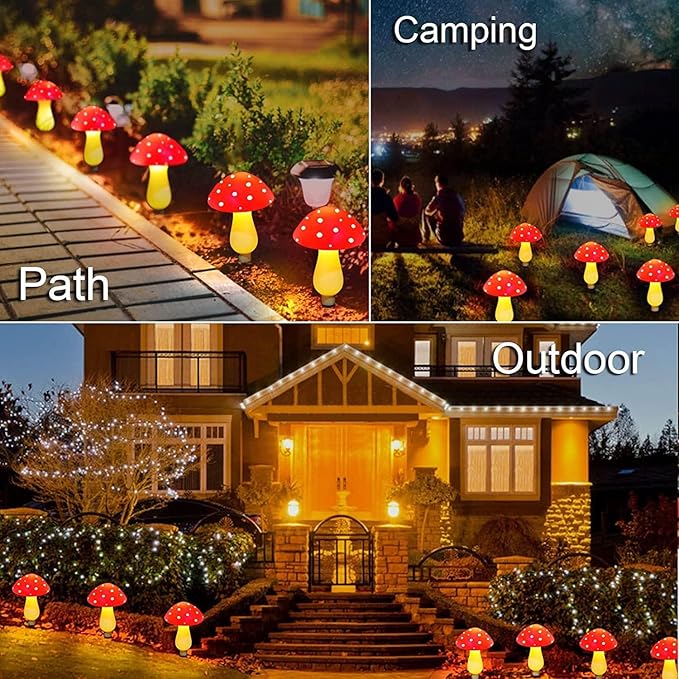 RCFINE Solar Outdoor Lights Set of 8 Solar Mushroom Lights with 8 Modes Waterproof Garden Mushroom Lamp Outside | Lumora