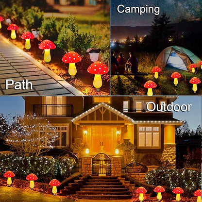 RCFINE Solar Outdoor Lights Set of 8 Solar Mushroom Lights with 8 Modes Waterproof Garden Mushroom Lamp Outside Decoration for Pathway Landscape Yard Easter Pathway (Red)